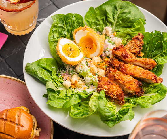 egg and chicken salad at paradiso